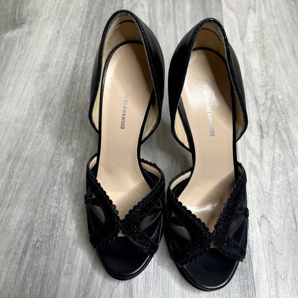 NEW Nicholas Kirkwood Black Mesh Platform Heels - Picture 2 of 8